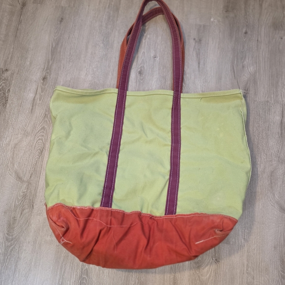 Vintage 80s LL Bean Boat And Tote  Green Colorblock - Rare!